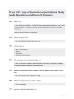 BLaw 321- Law of business organizations Study Guide Questions and Correct Answers