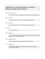 Statistics for Lawyers Module 4: Inference Statistics Study Guide Rated A+