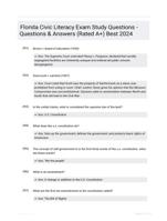 Florida Civic Literacy Exam Study Questions - Questions & Answers (Rated A+) Best 2024