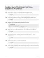 Food Handler's STUDY GUIDE WITH ALL QUESTIONS ANSWERED