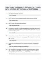 Food Safety Test EXAM QUESTIONS (90 TERMS) WITH VERIFIED DEFINITIONS UPDATED 2024