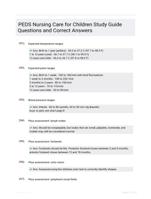 PEDS Nursing Care for Children Study Guide Questions and Correct Answers