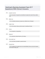 Hartman's Nursing Assistant Care |317 Questions| With Correct Answers.