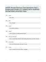 AAERT Known Previous Test Questions Part 1 EXAM QUESTIONS (23 TERMS) WITH VERIFIED DEFINITIONS UPDATED 2024