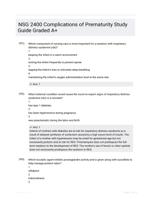 NSG 2400 Complications of Prematurity Study Guide Graded A+