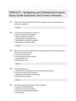 PMG201C - Budgeting and Scheduling Projects Study Guide Questions and Correct Answers