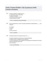 HVAC Pretest BOMA |100 Questions| With Correct Answers.