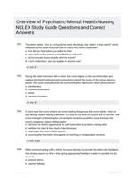 Overview of Psychiatric-Mental Health Nursing NCLEX Study Guide Questions and Correct Answers