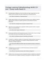 Portage Learning Pathophysiology NURS 231 Unit 1 Study Guide Rated A+