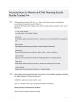 Introduction to Maternal Child Nursing Study Guide Graded A+