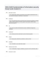 WGU D430 fundamentals of information security Study Guide Graded A+