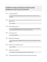 Health Insurance Kentucky Study Guide Questions and Correct Answers