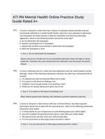 ATI RN Mental Health Online Practice  Study Guide Rated A+