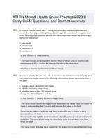 ATI RN Mental Health Online Practice 2023 B Study Guide Questions and Correct Answers