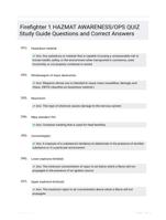 Firefighter 1 HAZMAT AWARENESS/OPS QUIZ Study Guide Questions and Correct Answers