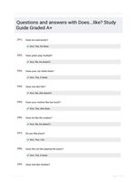 Questions and answers with Does...like? Study Guide Graded A+