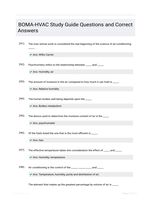 BOMA-HVAC Study Guide Questions and Correct Answers