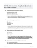 Florida 2-15 Insurance Study Guide Questions and Correct Answers