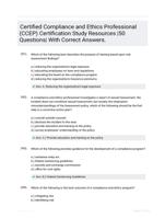 Certified Compliance and Ethics Professional (CCEP) Certification Study Resources |50 Questions| With Correct Answers.