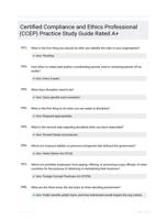 Certified Compliance and Ethics Professional (CCEP) Practice Study Guide Rated A+