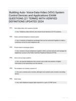 Building Auto- Voice-Data-Video (VDV) System Control Devices and Applications EXAM QUESTIONS (21 TERMS) WITH VERIFIED DEFINITIONS UPDATED 2024