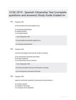 CCSE 2019 - Spanish Citizenship Test (complete questions and answers) Study Guide Graded A+