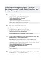 Pulmonary Physiology Review Questions - Levitsky (complete) Study Guide Questions and Correct Answers