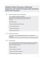 NCMHCE DSM-5 Disorders, Differential Diagnosis, and Treatment Study Guide Questions and Correct Answers