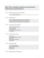 BEC CPA Complete Questions and Answers 2024 Study Guide Rated A+