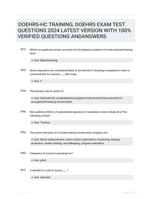 DOEHRS-HC TRAINING, DOEHRS EXAM TEST QUESTIONS 2024 LATEST VERSION WITH 100% VERIFIED QUESTIONS ANDANSWERS