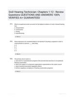 DoD Hearing Technician: Chapters 1-12 - Review Questions QUESTIONS AND ANSWERS 100% VERIFIED A+ GUARANTEED