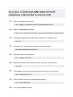 AHA BLS CERTIFICATION EXAM REVIEW Questions with correct Answers 2024