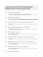 AHA BLS CERTIFICATION EXAM REVIEW Questions with correct Answers 2024