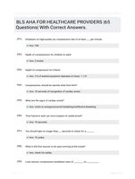 BLS AHA FOR HEALTHCARE PROVIDERS |65 Questions| With Correct Answers.