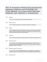 NGA 70: Properties of Natural Gas and Abnormal Operating Conditions April 2018 BASED ON STUDY MANUAL not in-class QUESTIONS AND ANSWERS 100% VERIFIED A+ GUARANTEED