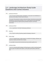 LA - Landscape Architecture Study Guide Questions and Correct Answers