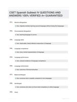 CSET Spanish Subtest IV QUESTIONS AND ANSWERS 100% VERIFIED A+ GUARANTEED