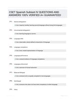 CSET Spanish Subtest IV QUESTIONS AND ANSWERS 100% VERIFIED A+ GUARANTEED