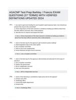 AGACNP Test Prep Barkley / Francis EXAM QUESTIONS (37 TERMS) WITH VERIFIED DEFINITIONS UPDATED 2024