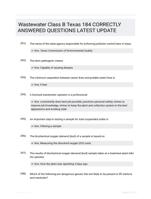 Wastewater Class B Texas 184 CORRECTLY ANSWERED QUESTIONS LATEST UPDATE