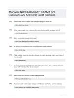 Maryville NURS 620 Adult 1 EXAM 1 (79 Questions and Answers) Great Solutions