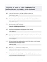 Maryville NURS 620 Adult 1 EXAM 1 (79 Questions and Answers) Great Solutions