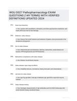 WGU D027 Pathopharmacology  EXAM QUESTIONS (149 TERMS) WITH VERIFIED DEFINITIONS UPDATED 2024