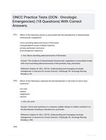 ONCC Practice Tests (OCN - Oncologic Emergencies) |18 Questions| With Correct Answers.