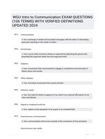 WGU Intro to Communication EXAM QUESTIONS (106 TERMS) WITH VERIFIED DEFINITIONS UPDATED 2024