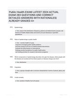 Public Health EXAM LATEST 2024 ACTUAL EXAM 283 QUESTIONS AND CORRECT DETAILED ANSWERS WITH RATIONALES|ALREADY GRADED A+