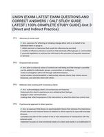 LMSW (EXAM LATEST EXAM QUESTIONS  AND CORRECT ANSWERS / CALT STUDY  GUIDE LATEST  | 100% COMPLETE  STUDY GUIDE)-Unit 3 (Direct and Indirect Practice)