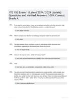 ITE 152 Exam 1 (Latest 2024/ 2024 Update) Questions and Verified Answers| 100% Correct| Grade A