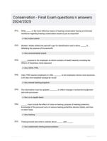 Conservation - Final Exam questions n answers 2024/2025