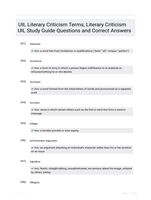 UIL Literary Criticism Terms, Literary Criticism UIL Study Guide Questions and Correct Answers